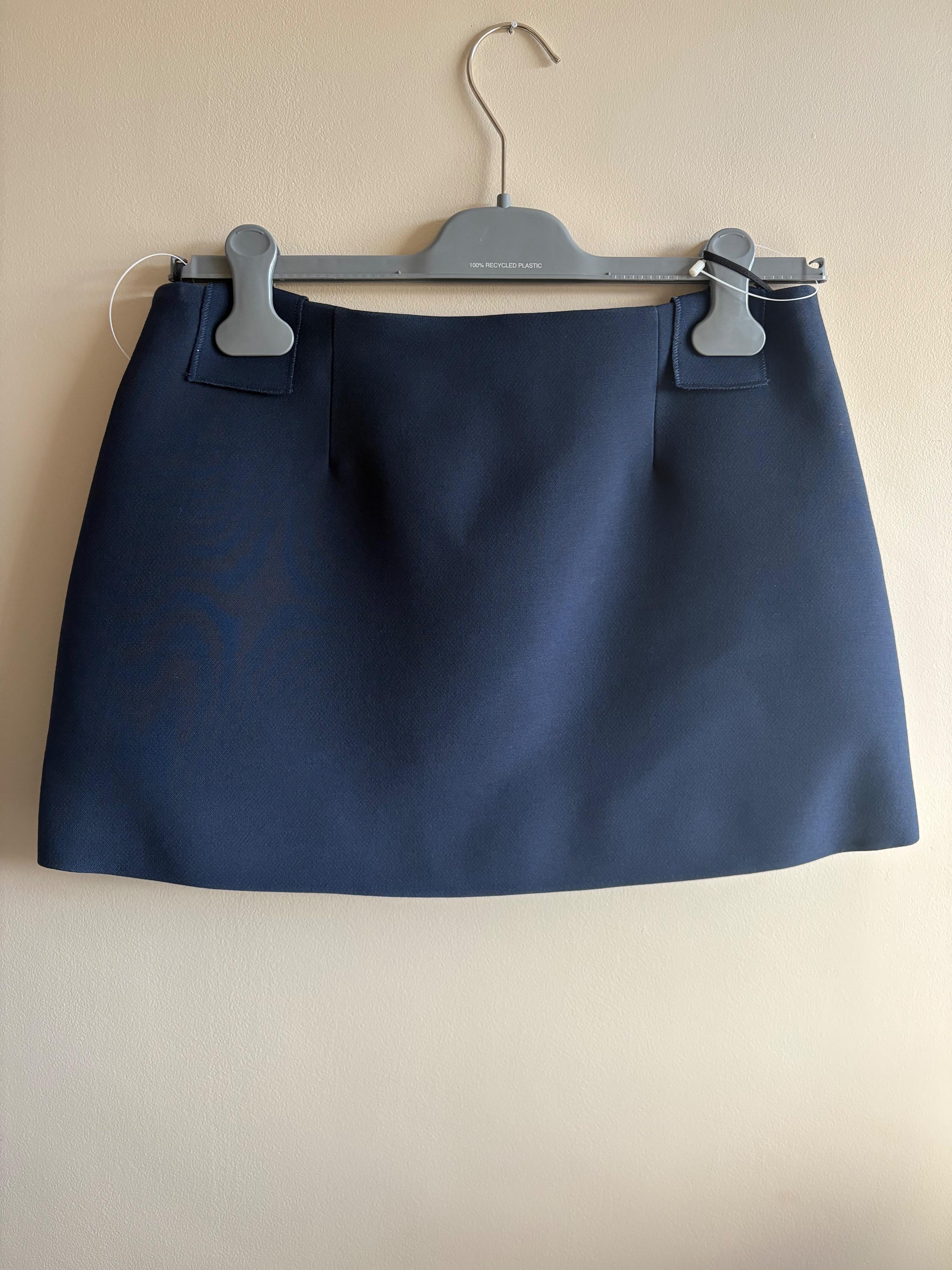 Prada Navy Blue Pocketed Mini Skirt