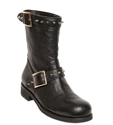 Jimmy Choo Black Leather Biker Boots
