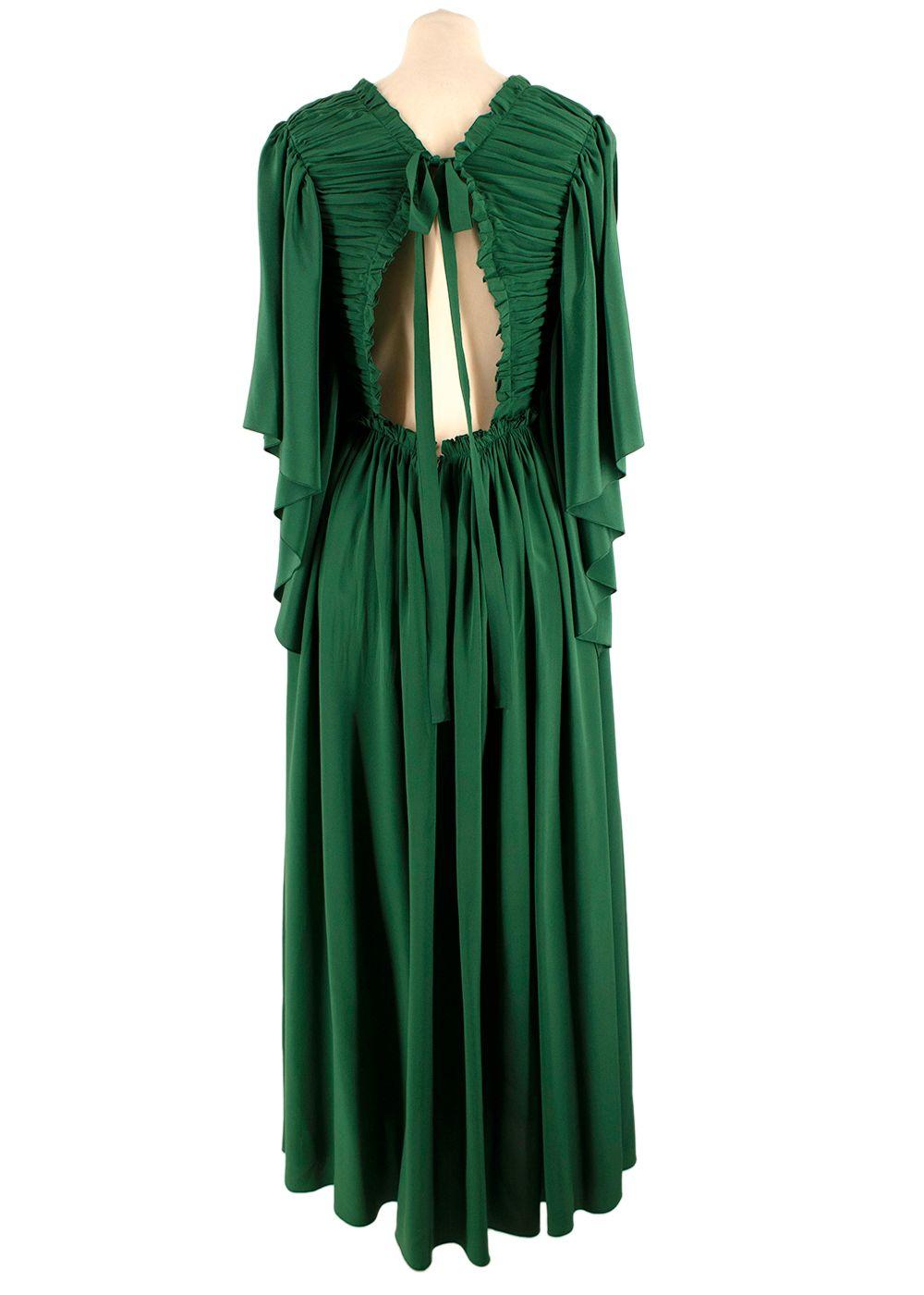 Rochas Green Pleated Open Back Dress