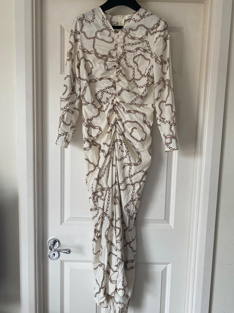 Kersey Chain Printed Ruched White Dress