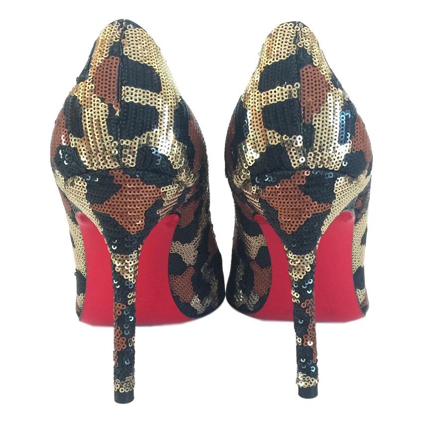 Christian Louboutin Fifi Paillettes Sequin Leopard Heels