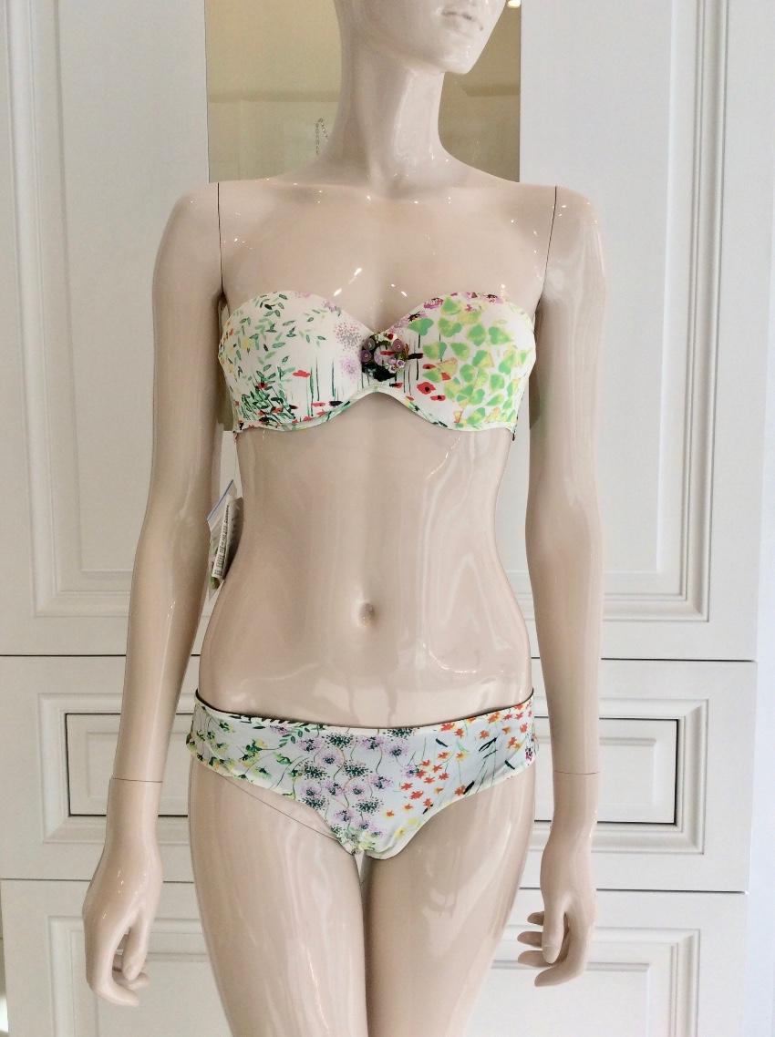 Cotton Club Italy Couture Floral Bandeau Tie Bikini