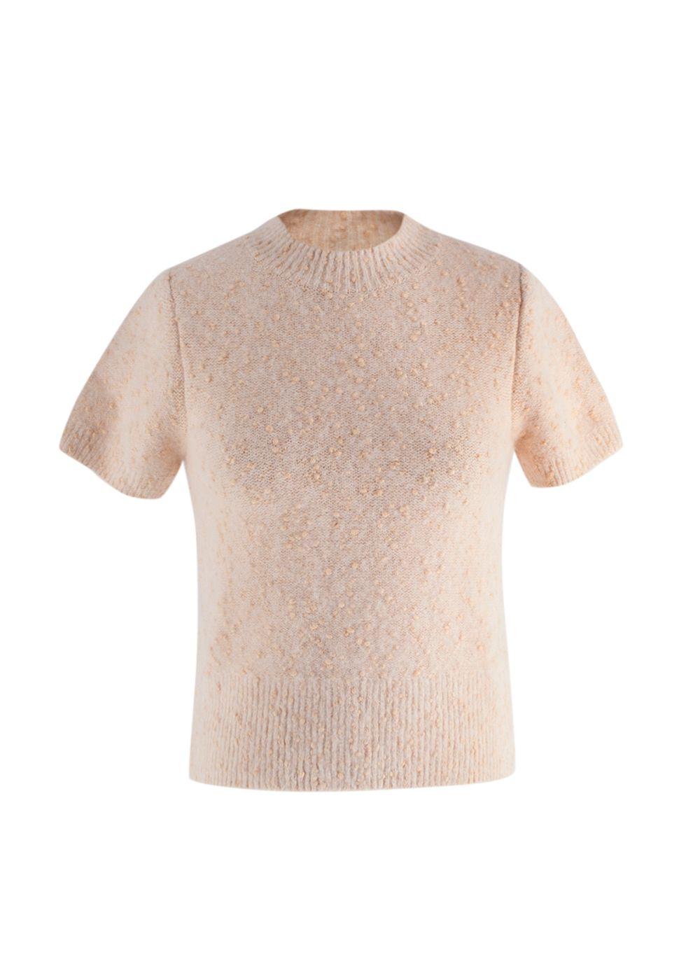 Sandro Peach Short Sleeve Alpaca Blend Jumper