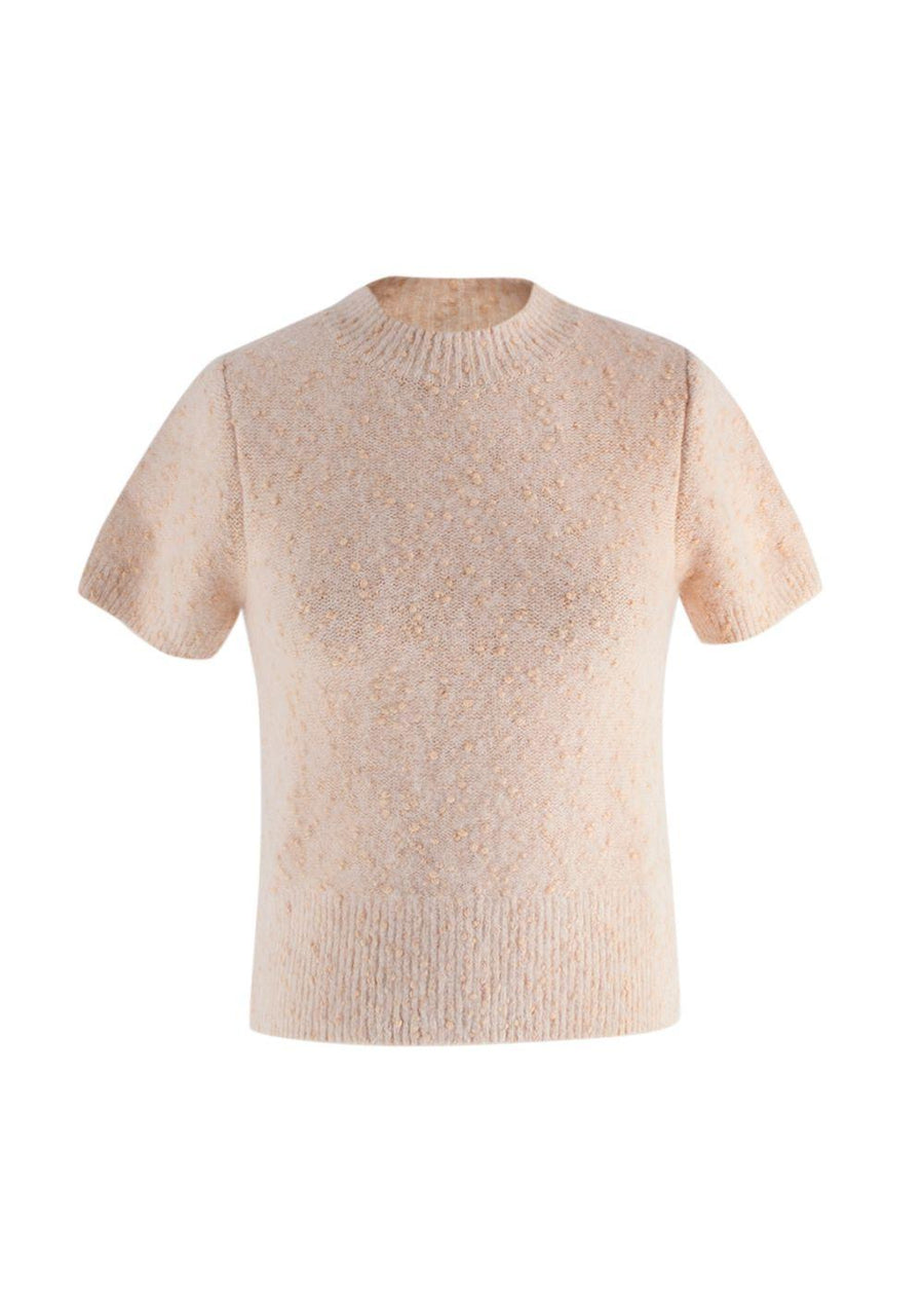 Sandro Peach Short Sleeve Alpaca Blend Jumper