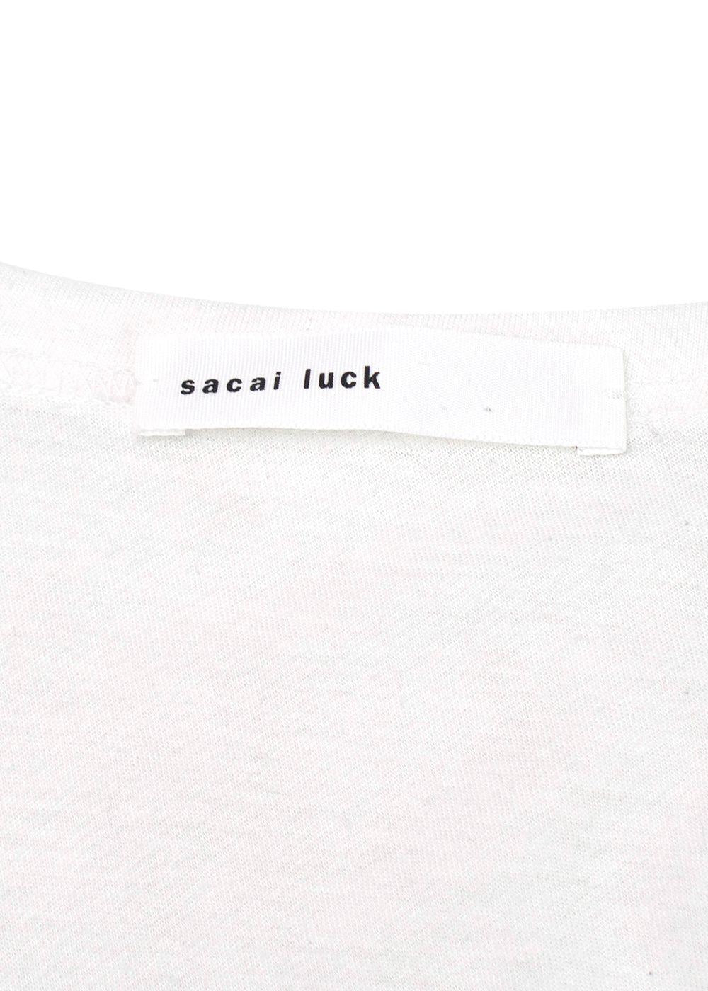Sacai Luck Lace Trim White T-Shirt