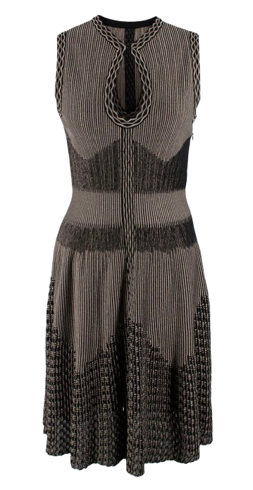 Alaia Metallic Jacquard Knit Skater Dress