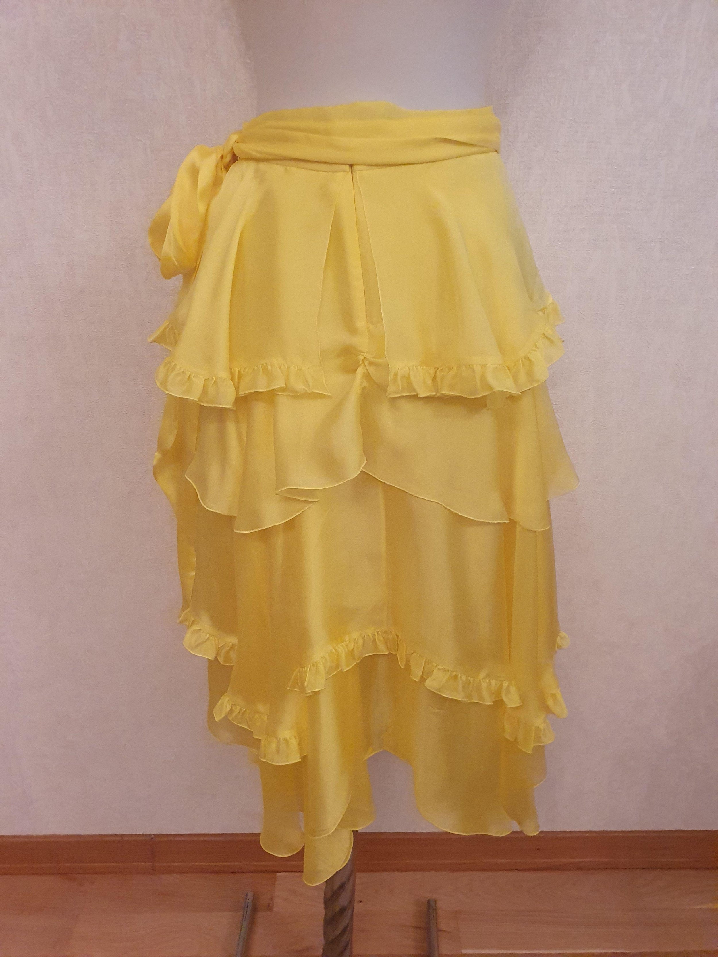 Yellow Ruffled Asymmetric Skirt