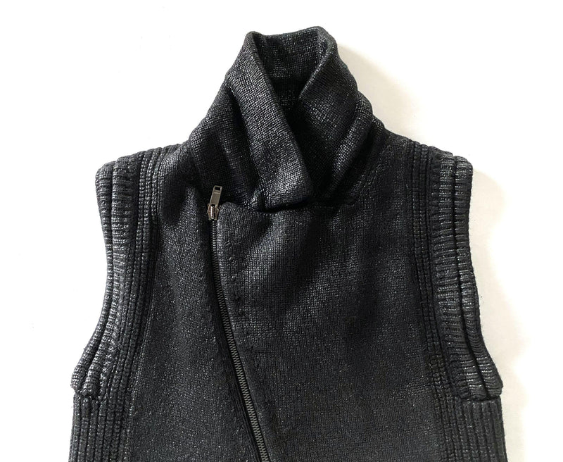Gucci Black Metallic Knitted Biker Gilet