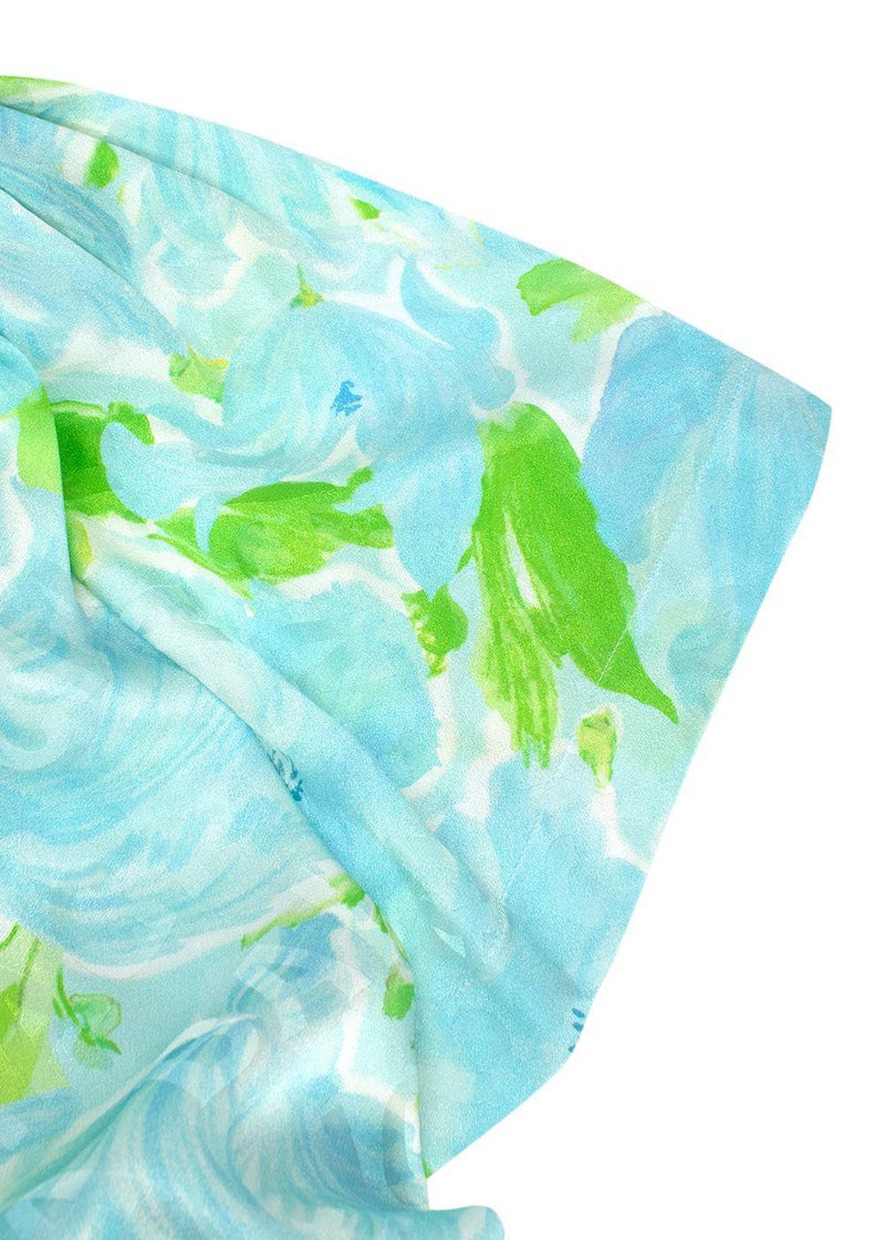Balenciaga Blue and Green Silk Blouse