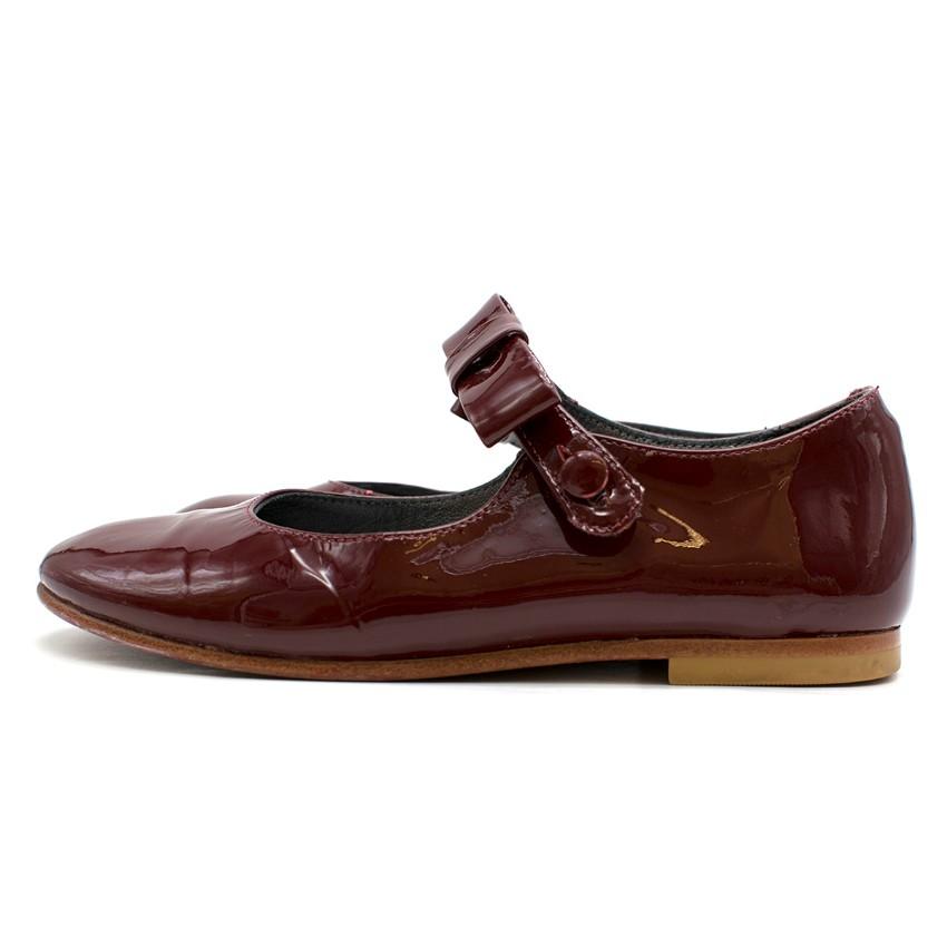 Bonpoint Girl's Patent Leather Burgundy Red Ballet Flats