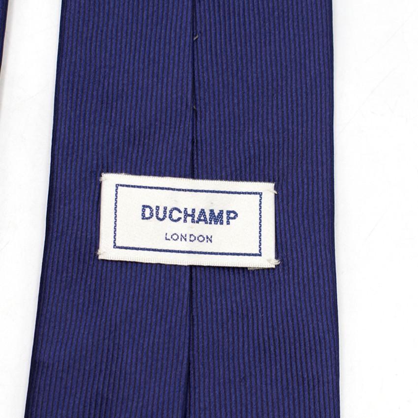 Duchamp Silk Navy & Silver Panel Diamante Tie