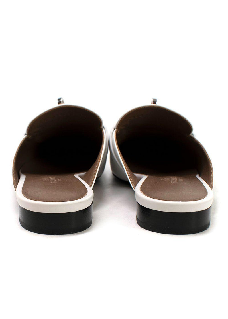 Hermes White Calfskin Oz Mules