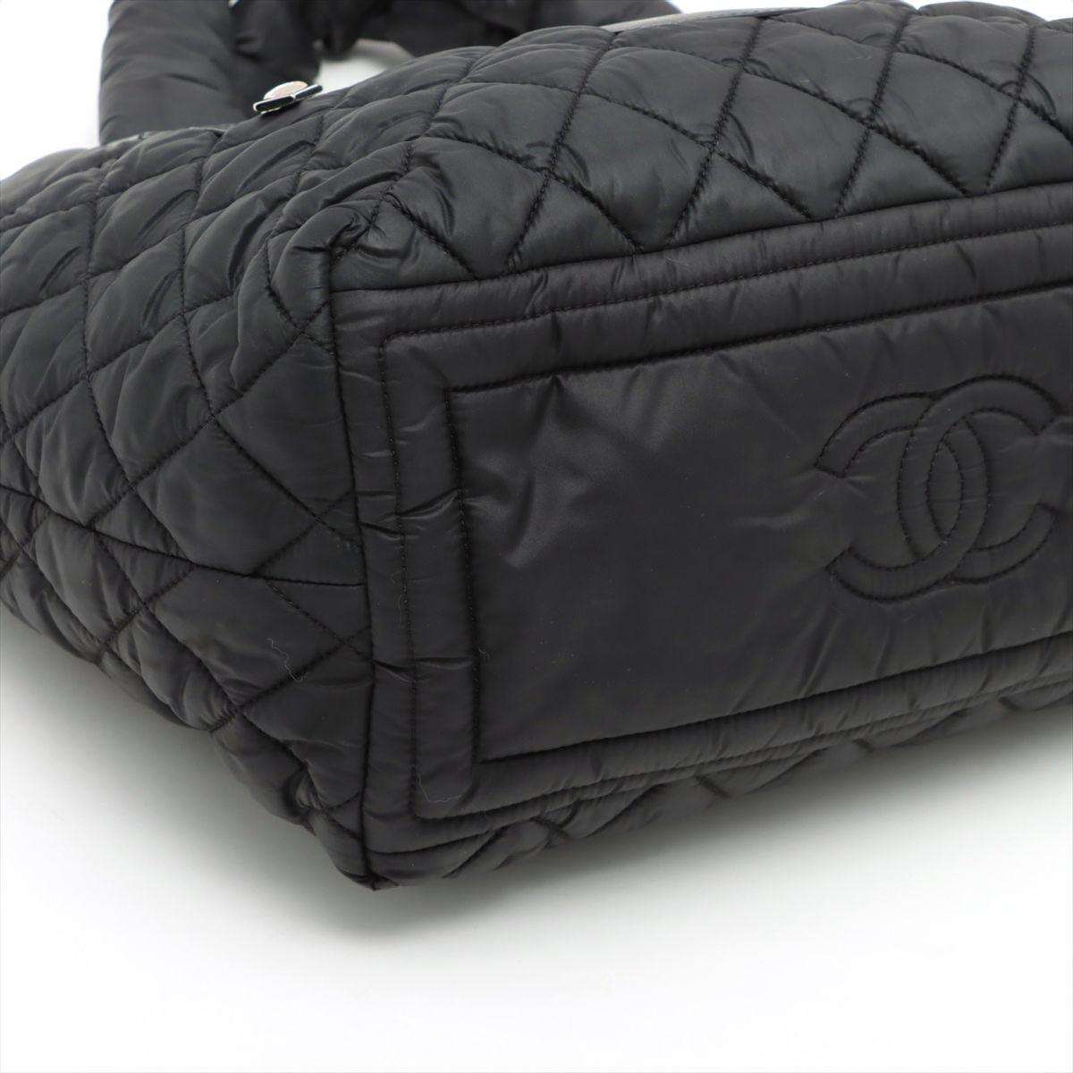 Coco Cocoon Black Nylon Quilted Tote Bag