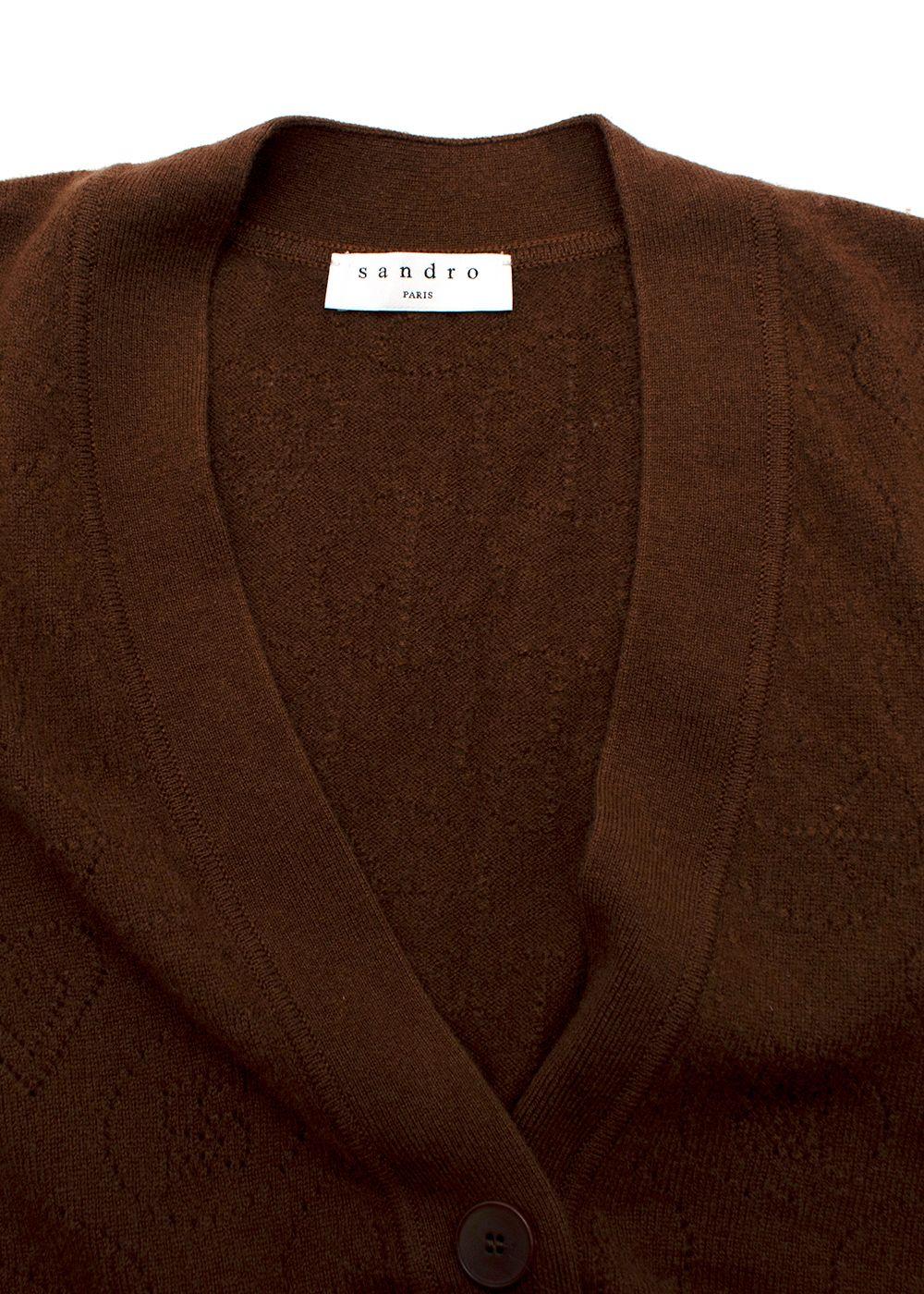 Sandro Chocolate Brown Wool Blend Waistcoat