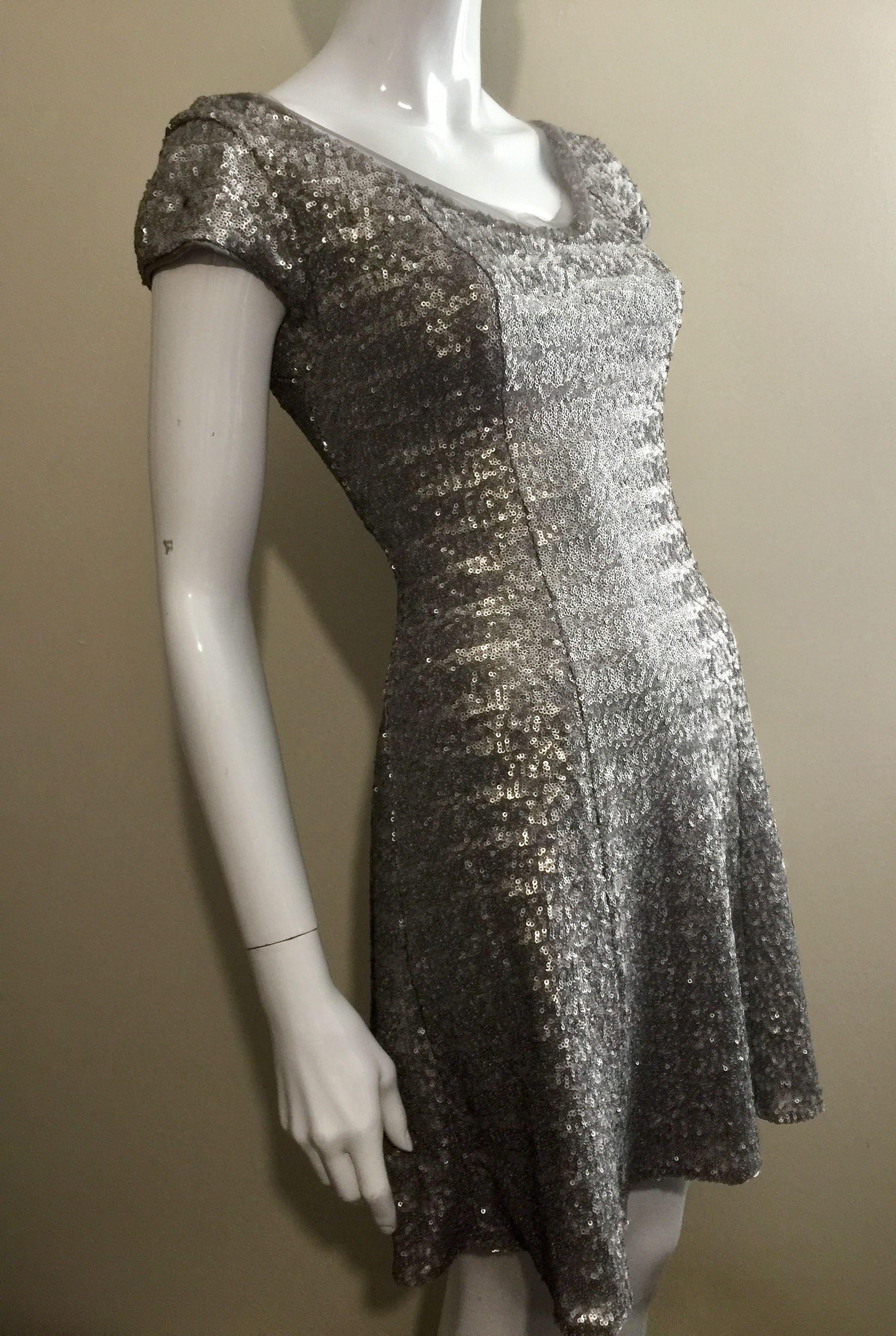 Silver sequin skater dress