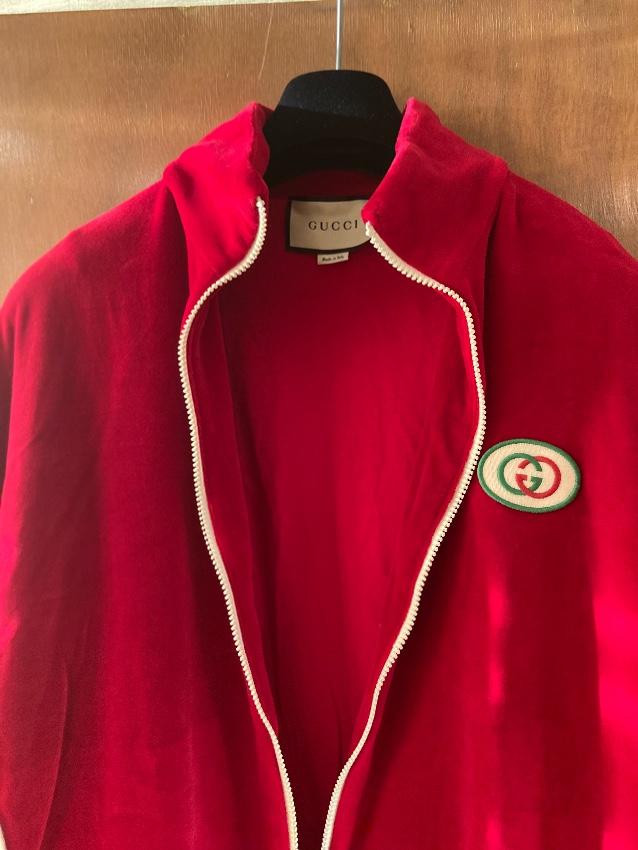 Gucci Red Chenille Kimono Jacket