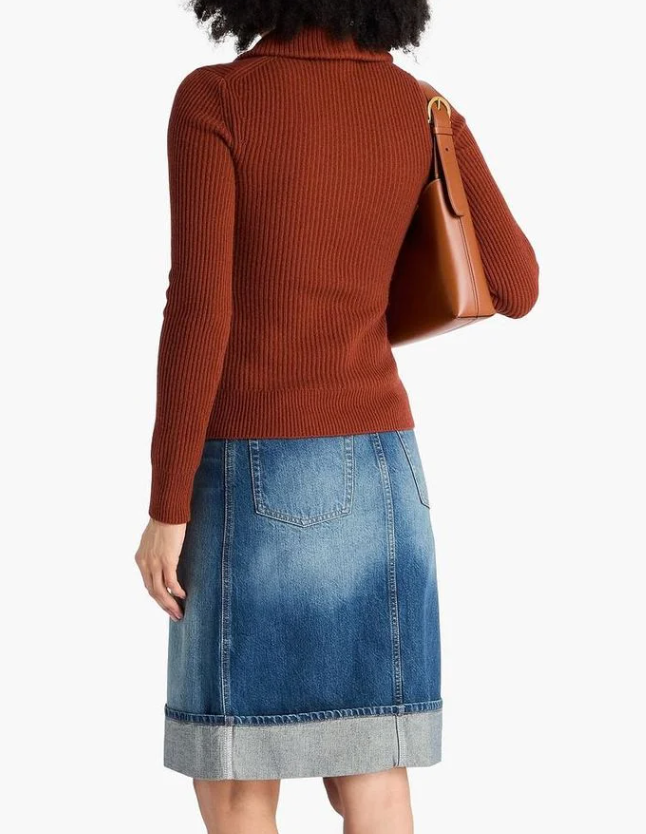 Victoria Beckham Cashmere Blend Spread-Collar Ribbed Jumper