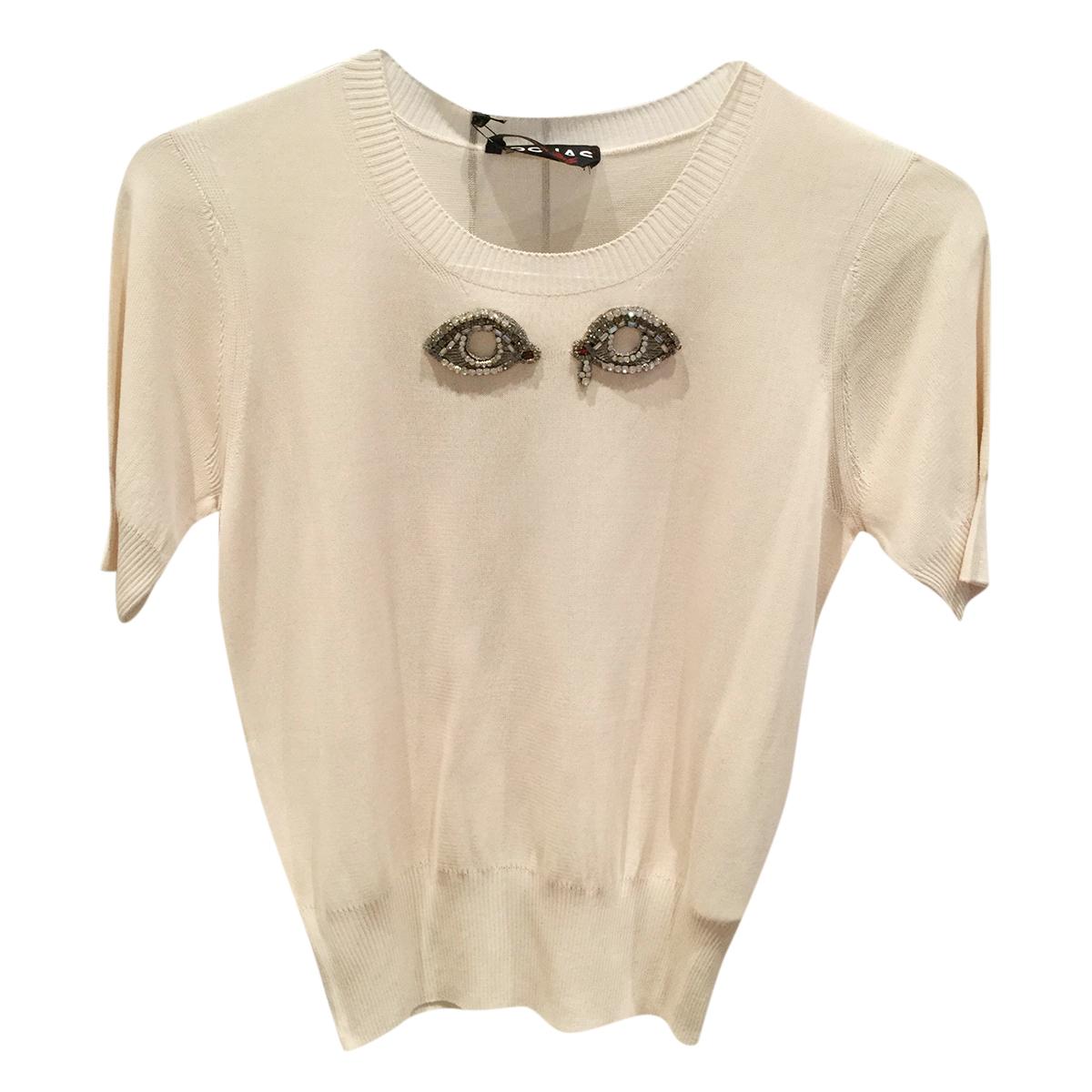 Rochas embellished-eyes short-sleeved knit top