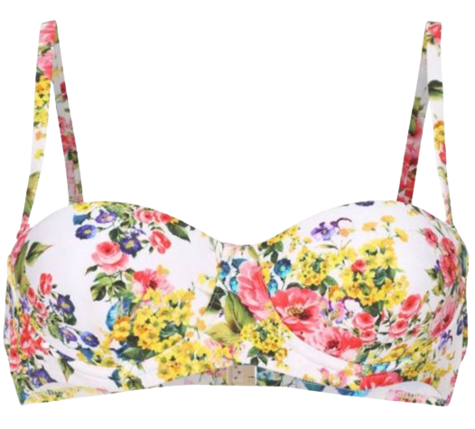 Dolce & Gabbana White Floral Bikini Top