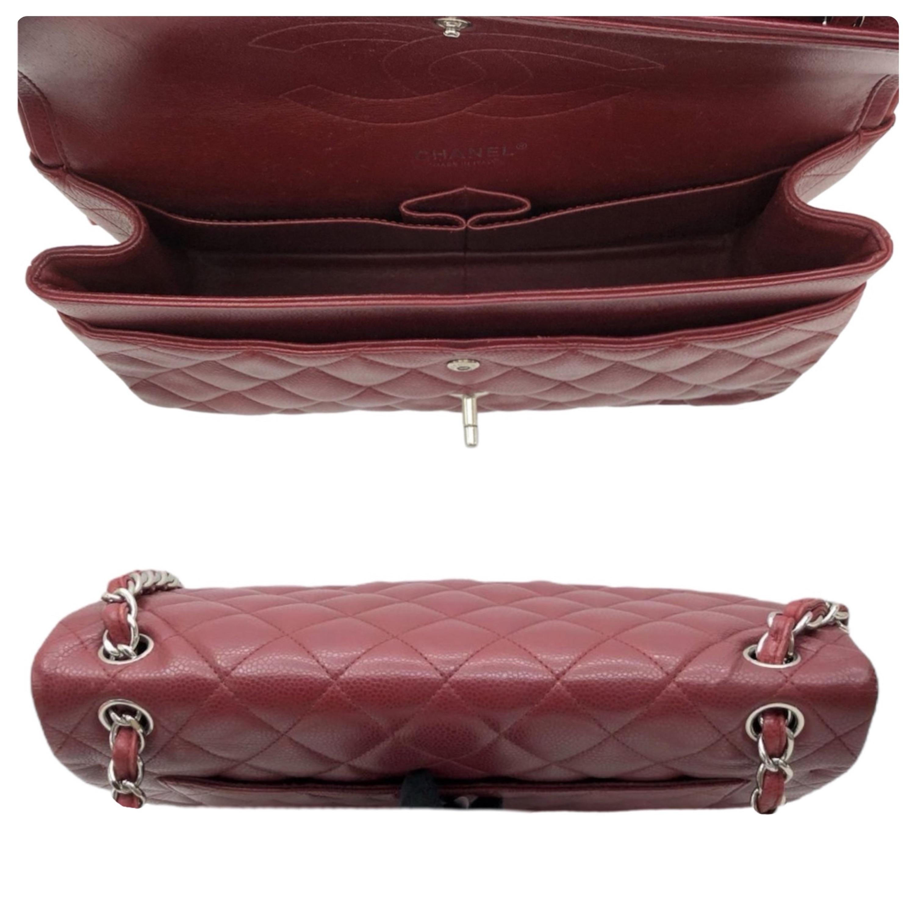 Chanel Burgundy Caviar Leather Jumbo Double Flap Bag