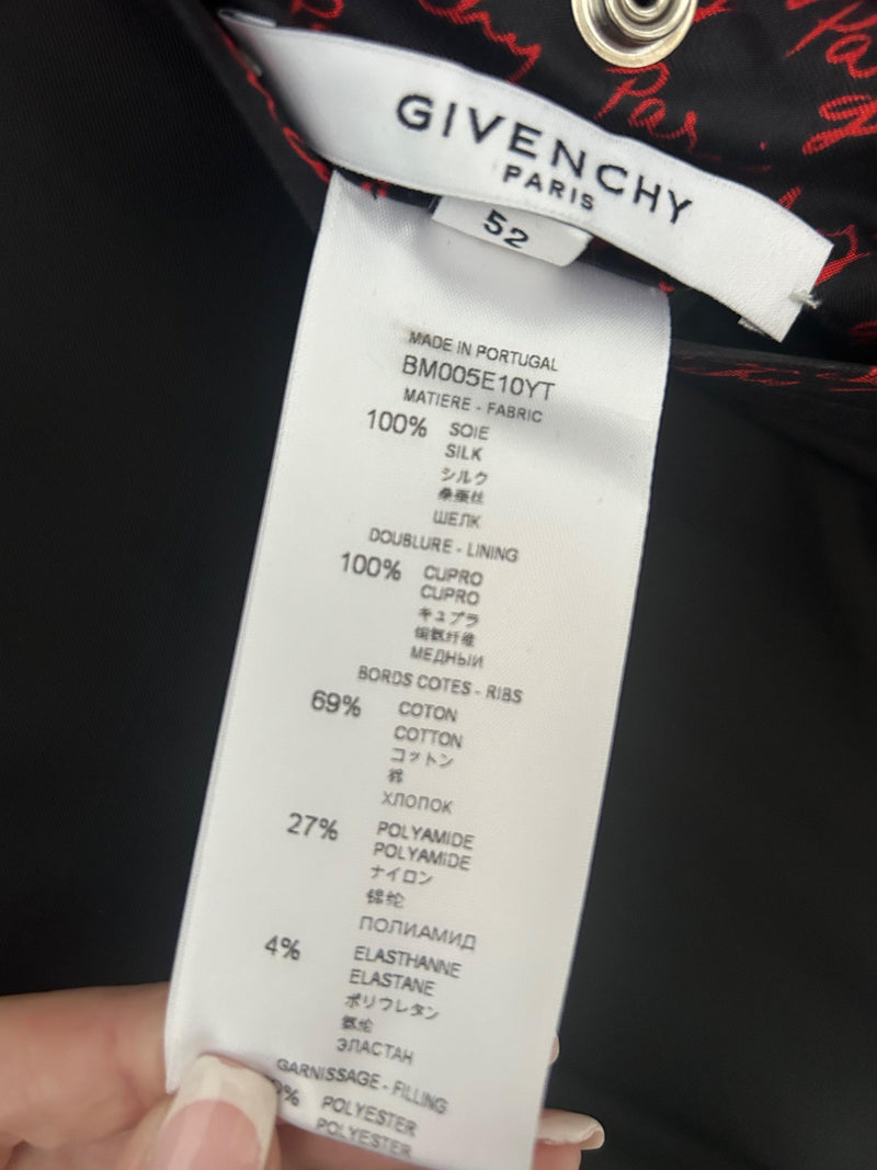 Givenchy Black and Red Silk Bomber Jacket
