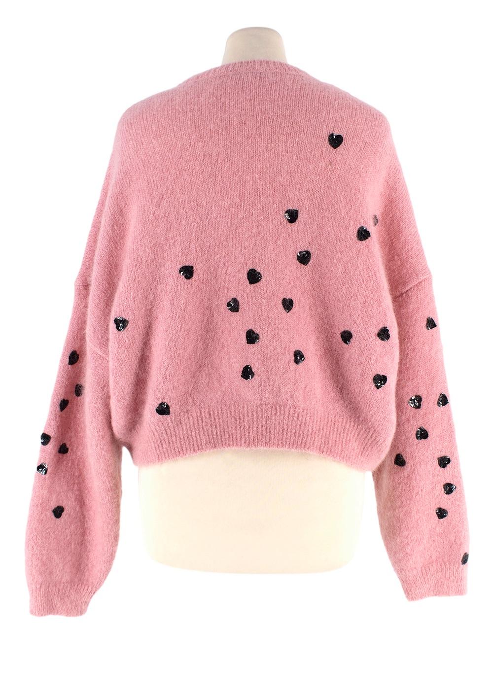 Valentino Pink Sequin Embellished Mohair Blend Jumper