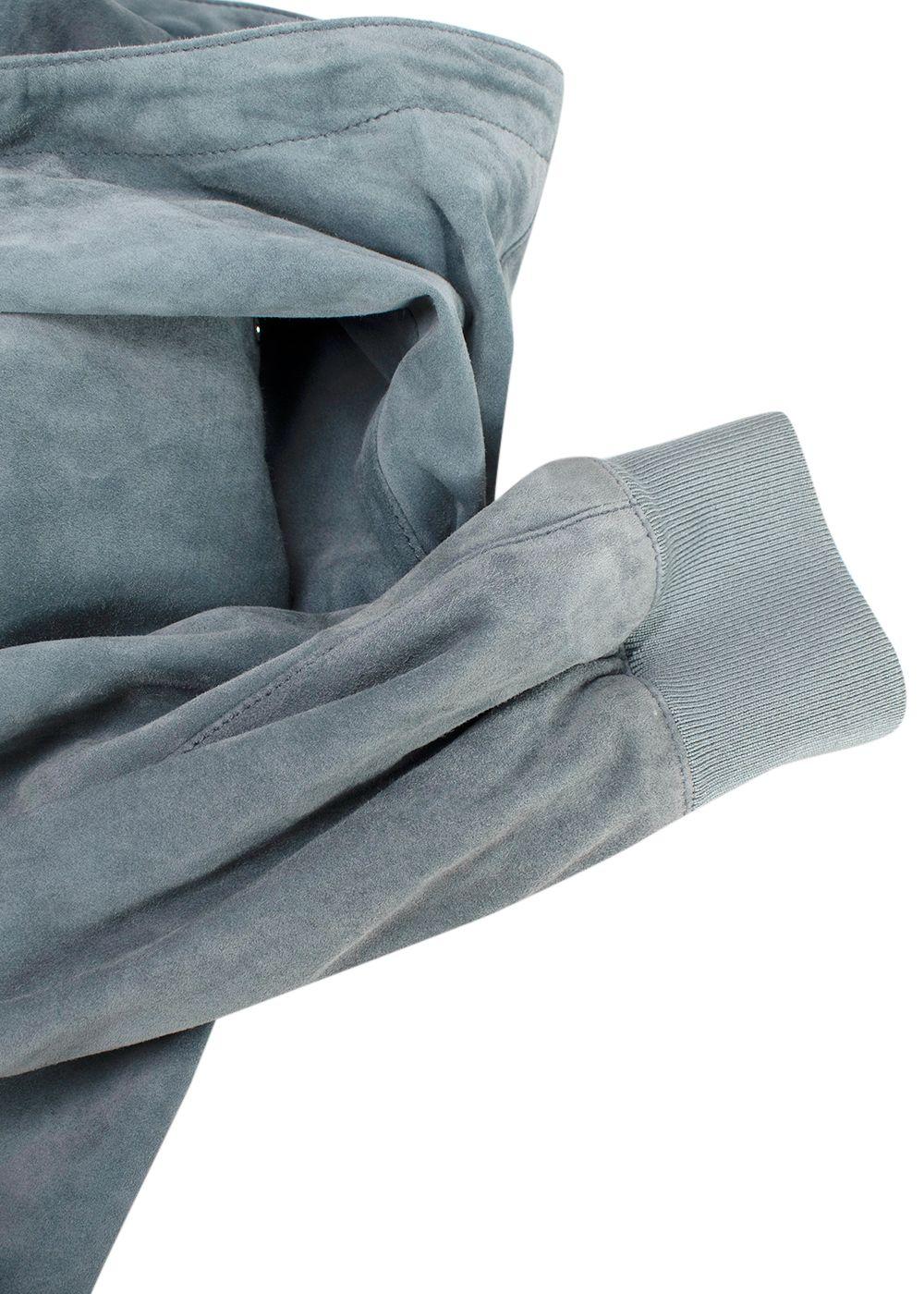 Louis Vuitton Bleu Gris Suede Bomber Jacket