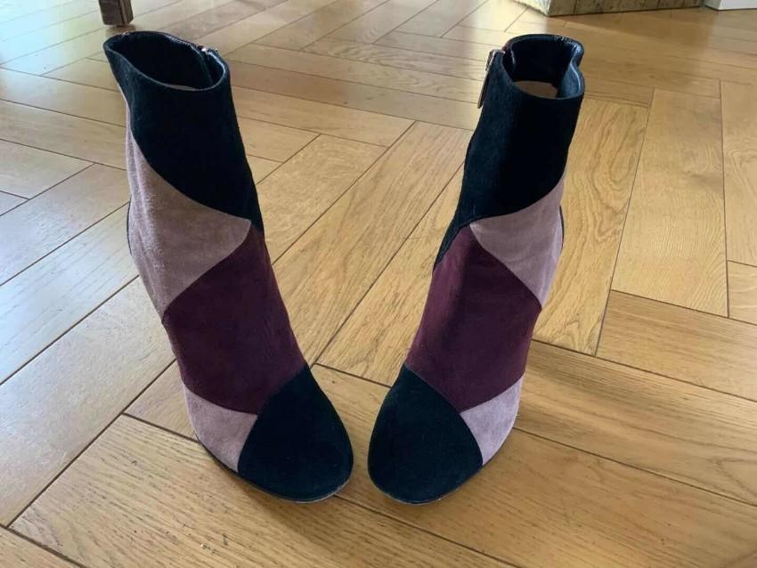 Gianvito Rossi Suede Patchwork Ankle Boots