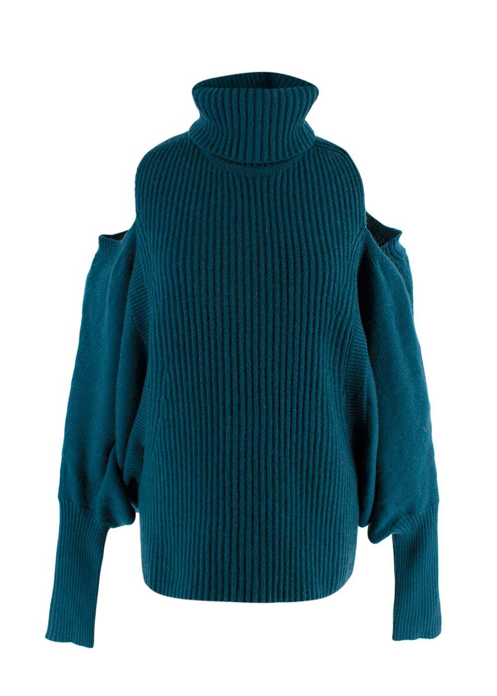 Antonio Berardi Teal Cold-shoulder Merino wool & Cashmere Jumper