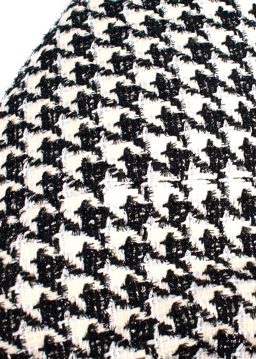 Veronica Beard Black and Ivory Houndstooth Tweed Blazer