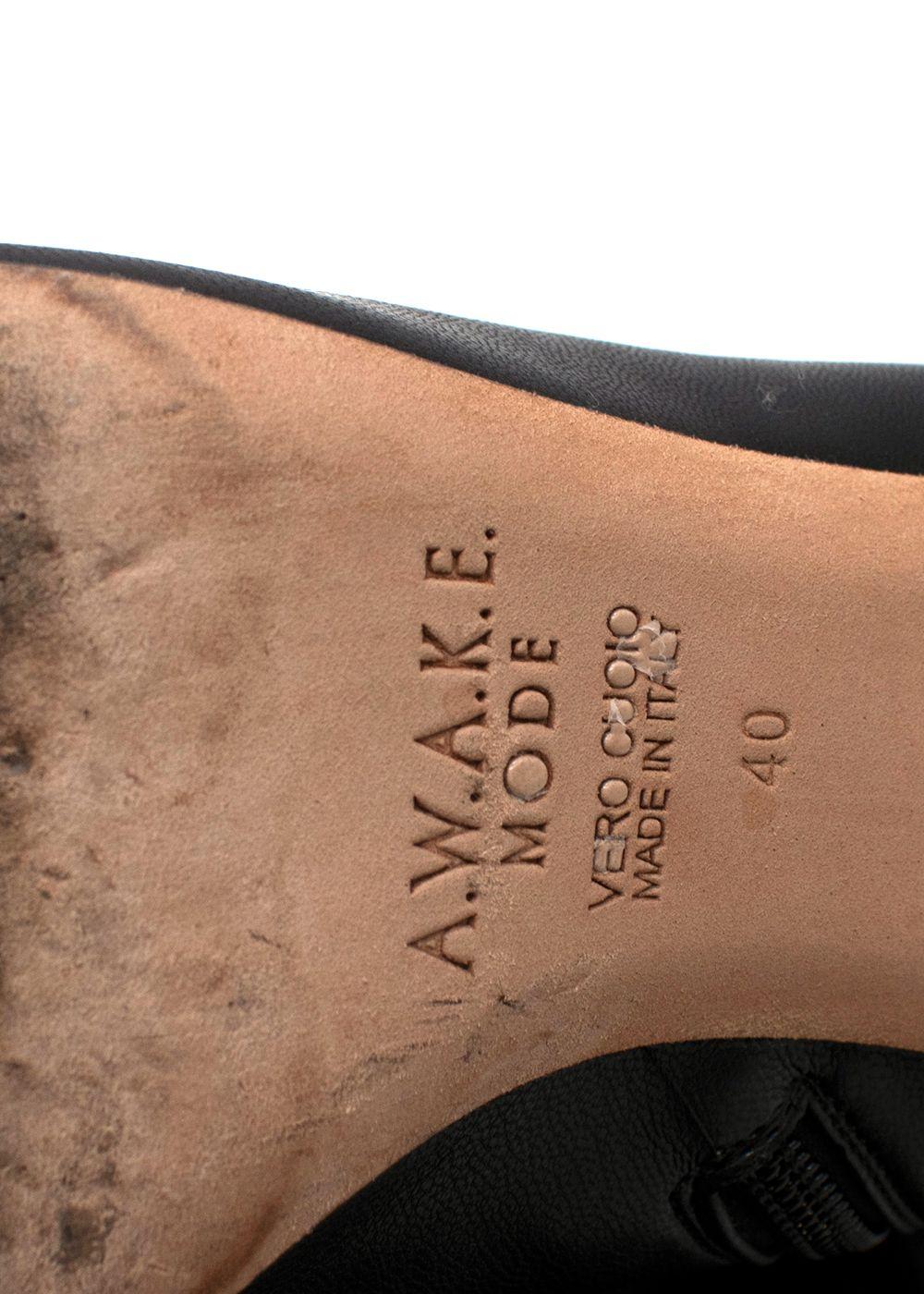 A.W.A.K.E Mode Black Leather Ankle Boots
