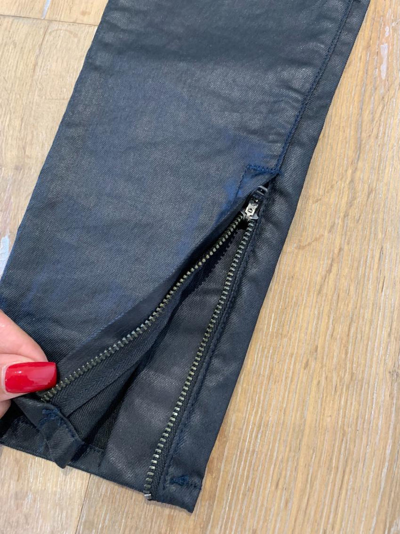 Rag & Bone Zipped-Hem Wet-Look Jeans