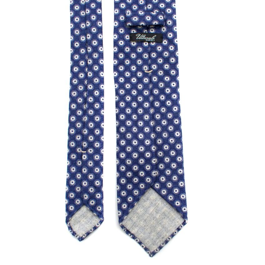 Ulturale Napoli Blue Floral Print Wool Tie