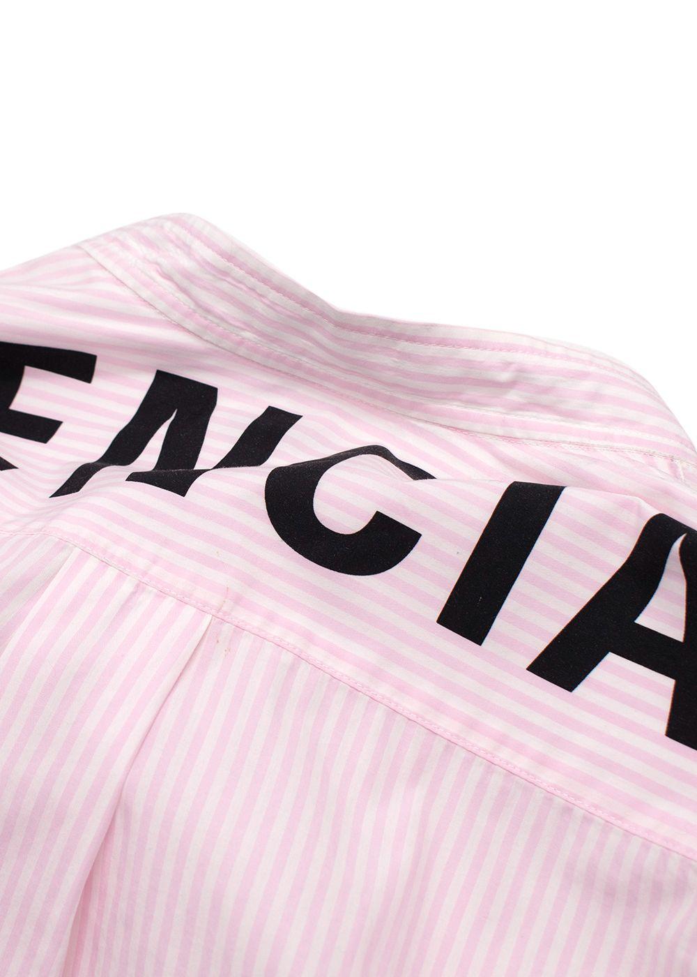 Balenciaga  Pink Striped Shirt with Neck Tie and Logo Detail