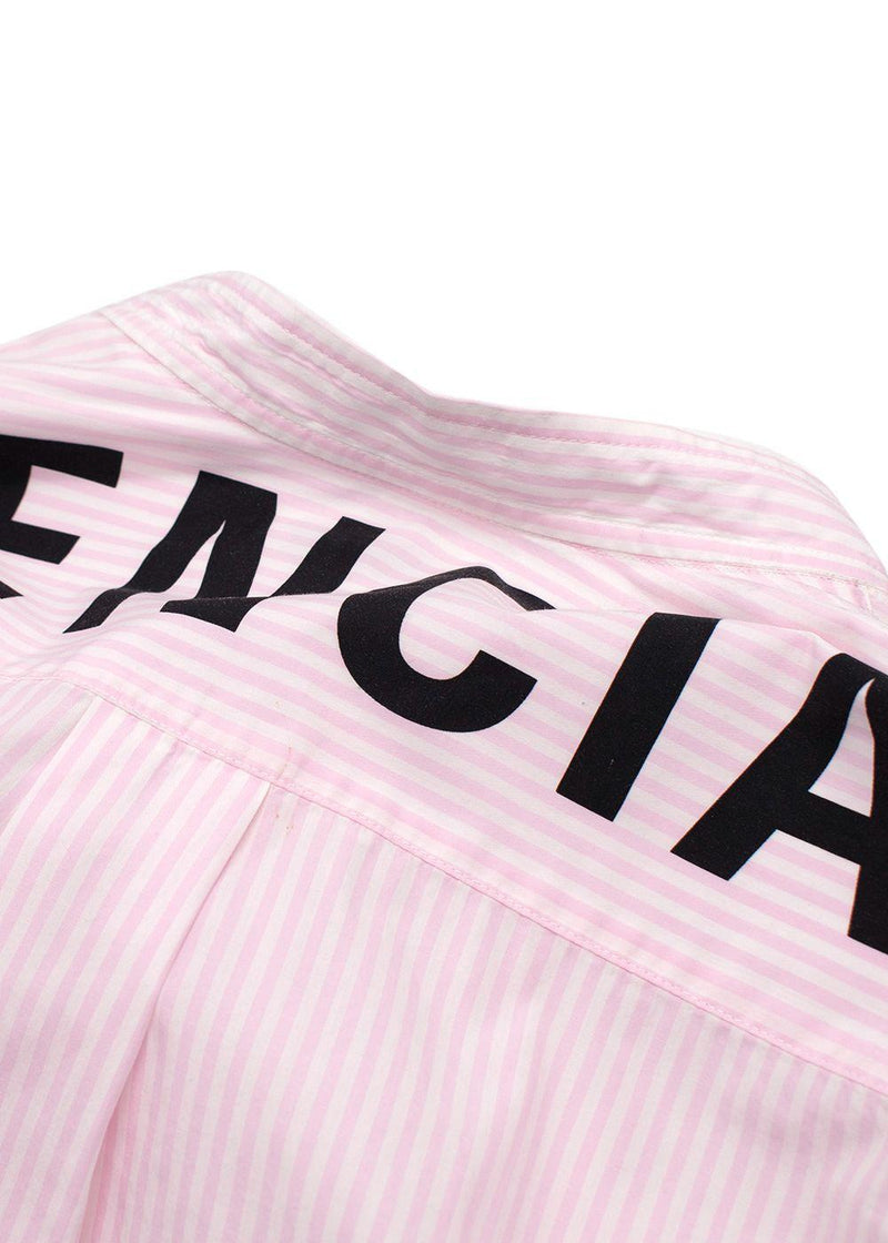 Balenciaga  Pink Striped Shirt with Neck Tie and Logo Detail