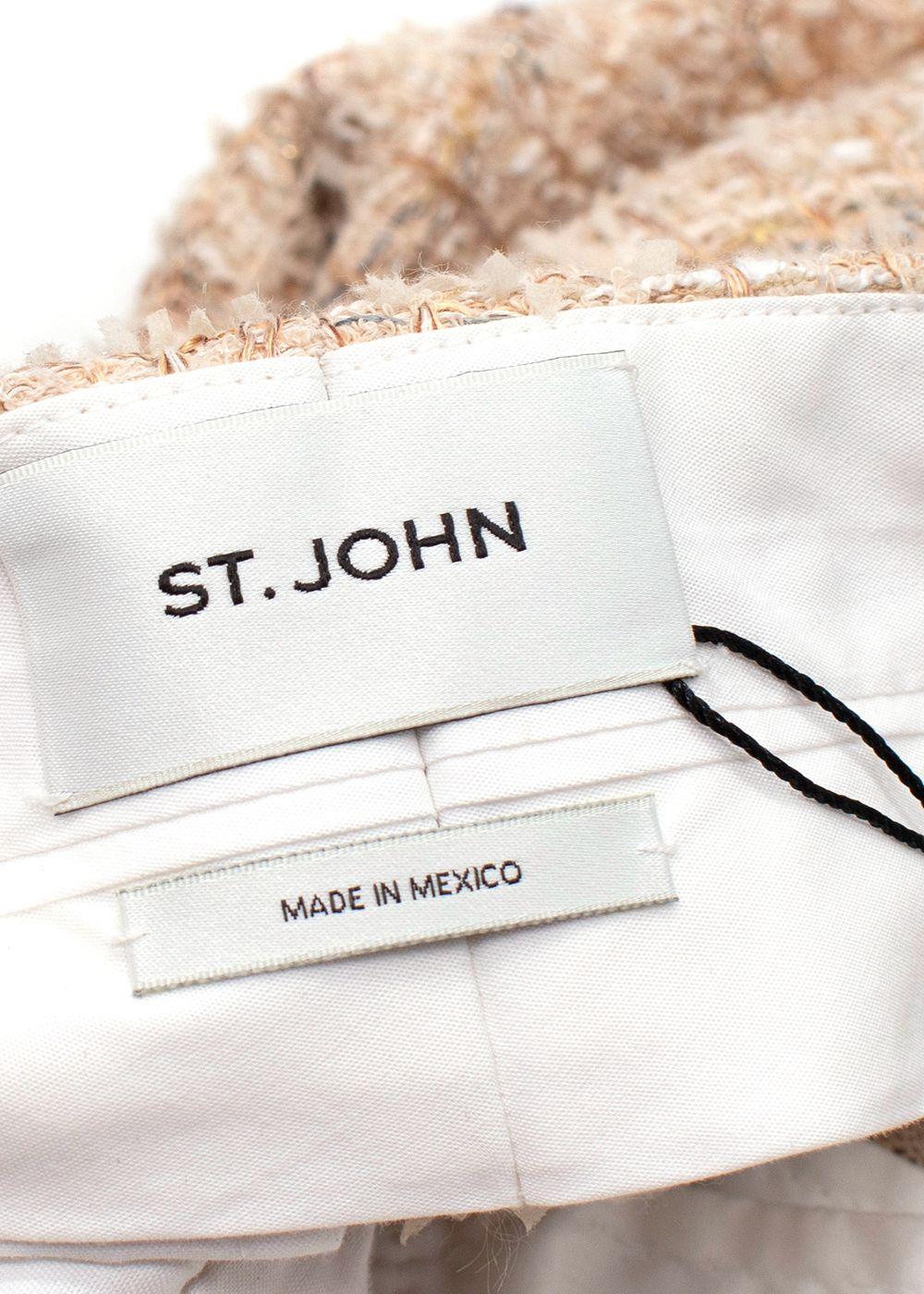 St John Beige Straight Leg Neutral Tweed Trousers