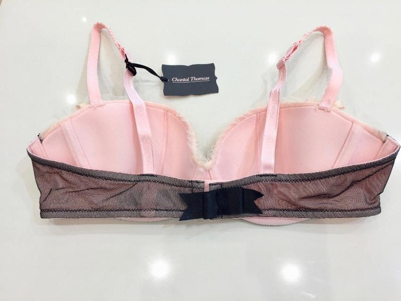 Chantal Thomass Pink Tulle & Black Leavers Lace Hand Embroidered Daisy Set