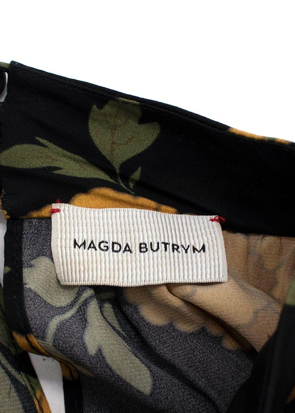 Magda Butrym Black Yellow Florals Silk Mini Dress