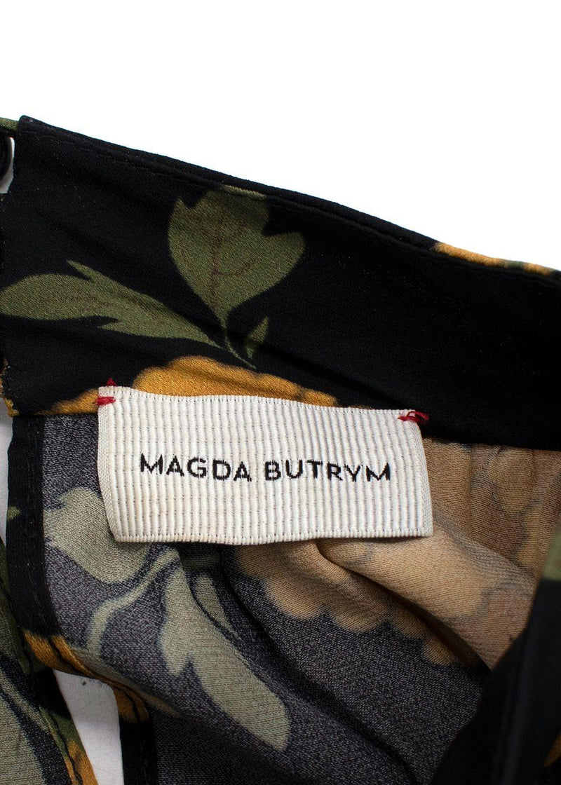 Magda Butrym Black Yellow Florals Silk Mini Dress