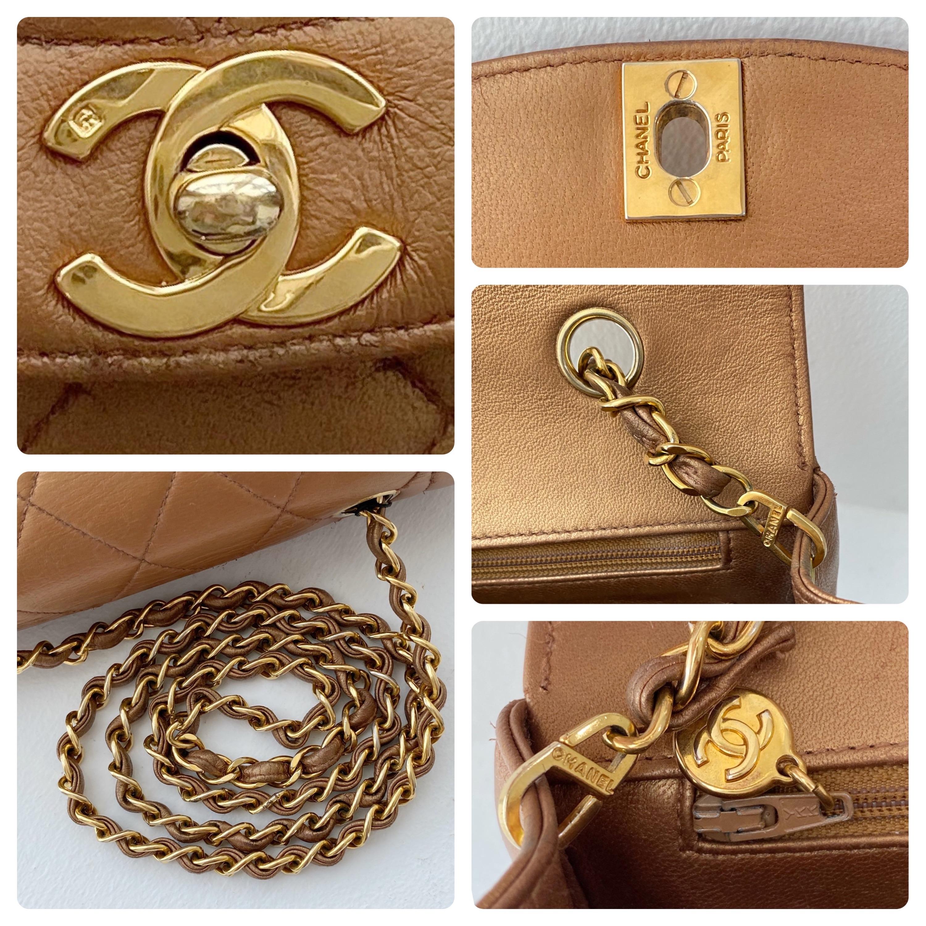 Vintage camel leather quilted small Diana flap bag