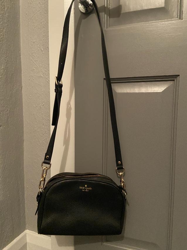 Kate Spade Black Grained Leather Crossbody Bag
