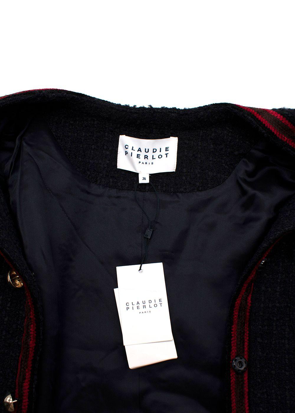 Claudie Pierlot Navy Contrast Trim Tweed Jacket