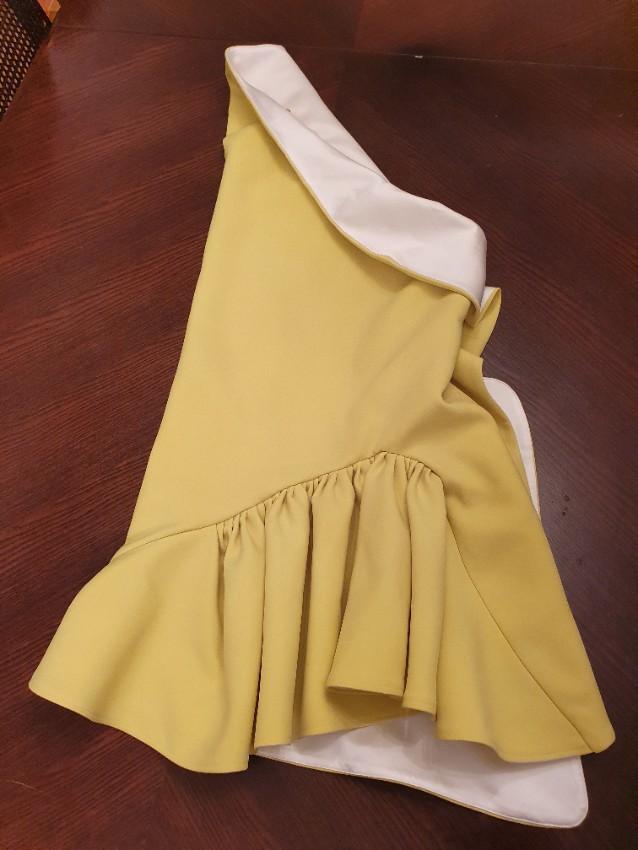 Maticevski Yellow Ruffled One Shoulder Mini Dress