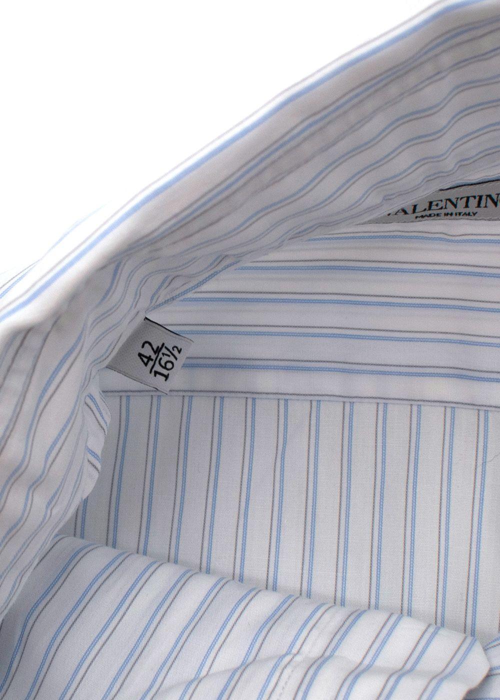 Blue Striped Cotton Dress Shirt