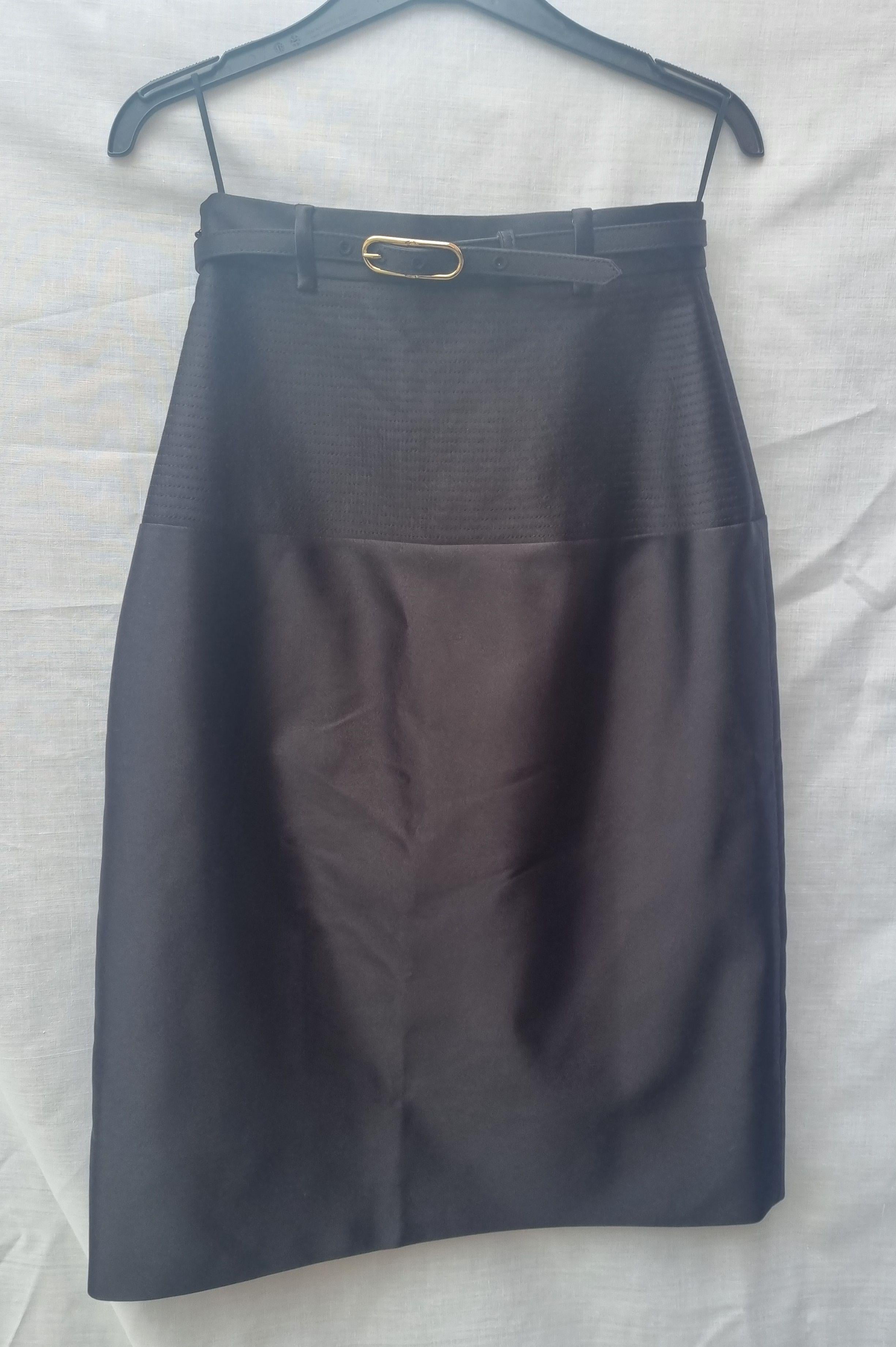 Black Silk Duchesse Embroidered Skirt
