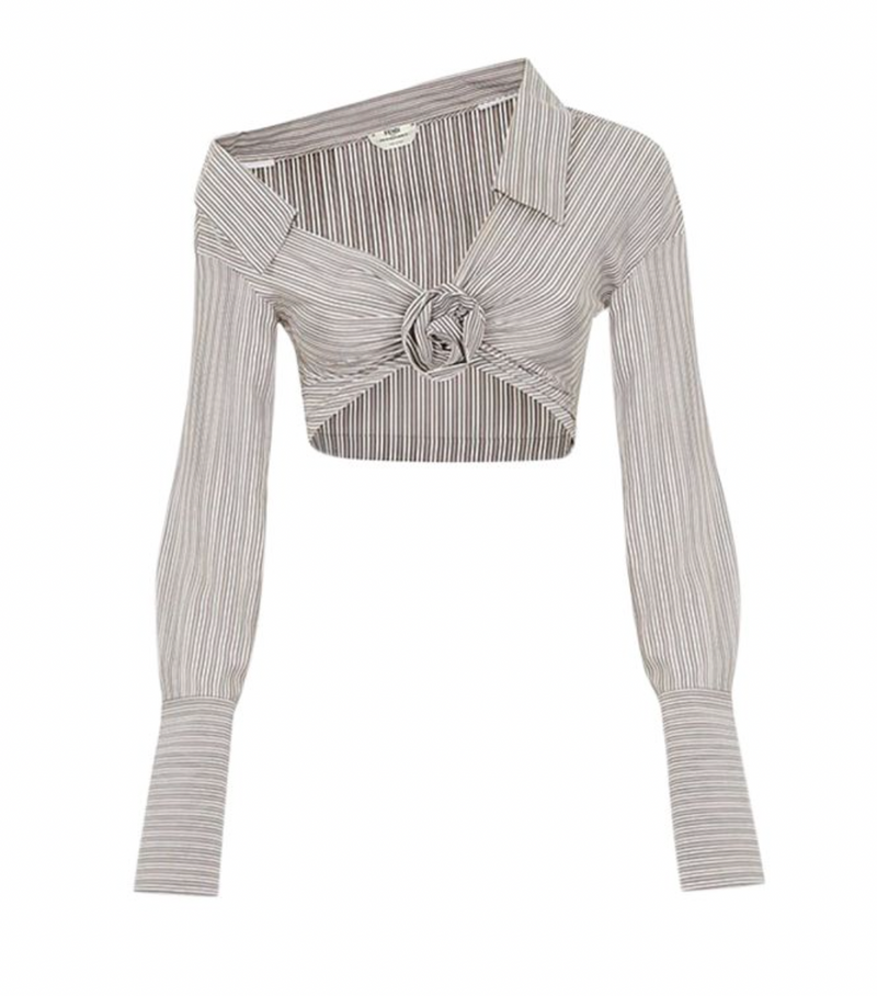 Striped Silk Crop Top