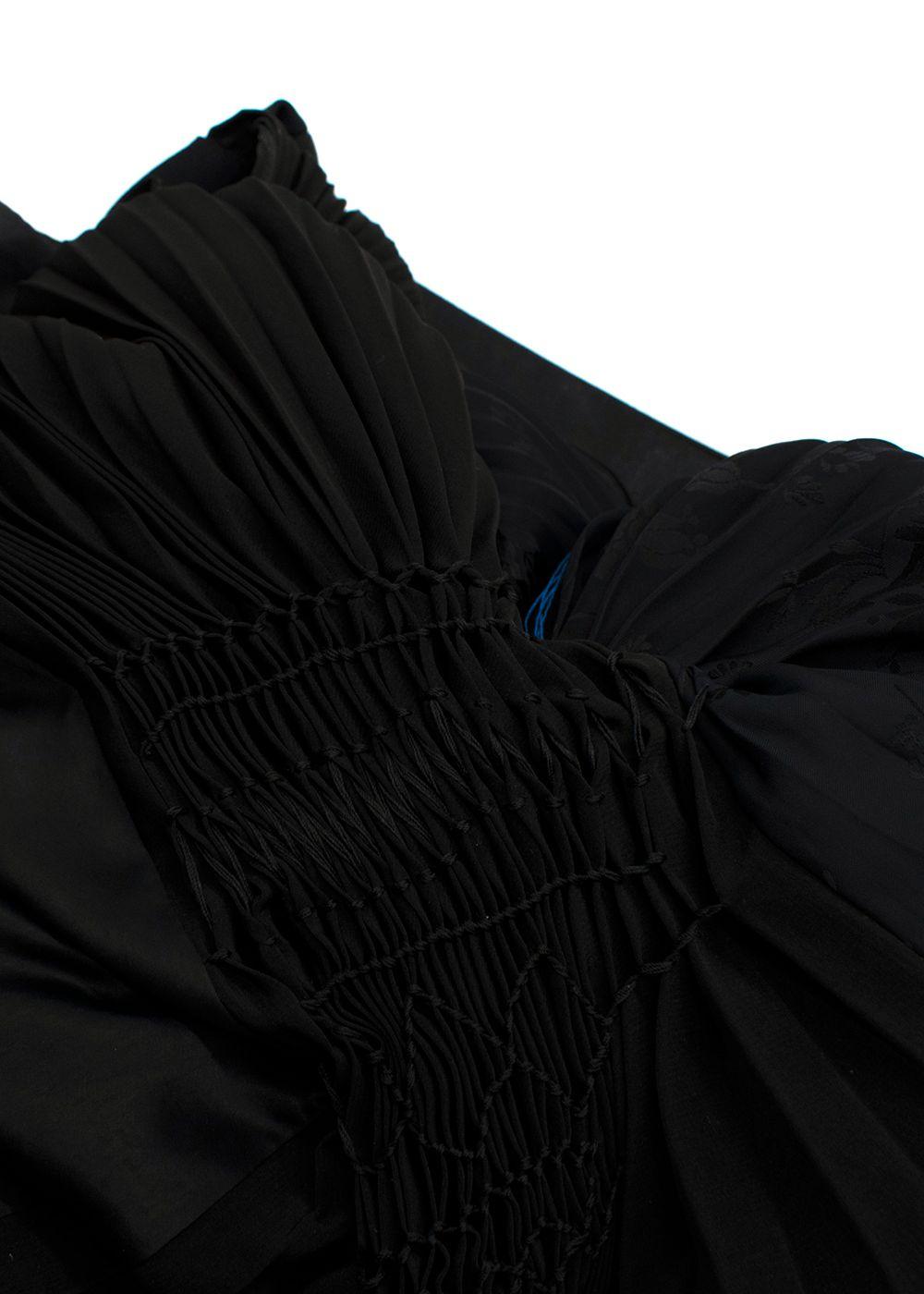 Loewe Black Pleated Asymmetric Contrast Stitch Maxi Dress