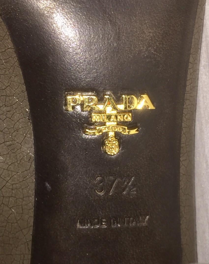 Prada Taupe Round Toe Patent Leather Pumps