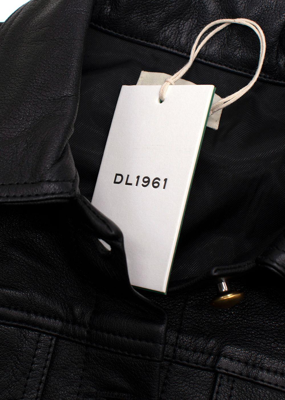 DL 1961 Black Obsidian Vika Leather Trucker Jacket