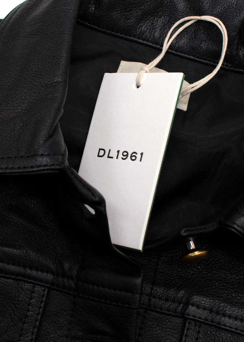 DL 1961 Black Obsidian Vika Leather Trucker Jacket